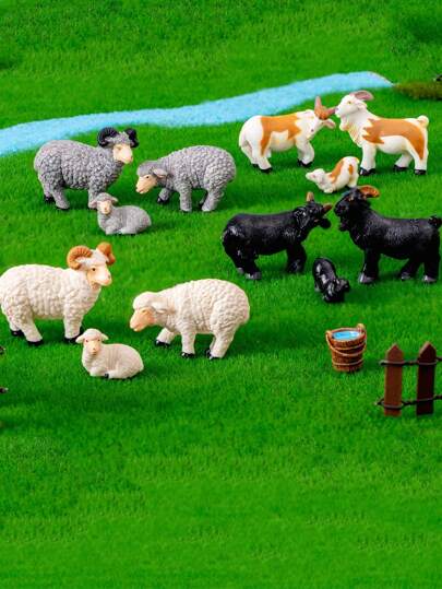 3pcs/4pcs 宰牲节绵羊家族苔藓微景观绵羊娃娃园艺摆件，农场景观装饰配件桌面小摆件车饰礼物，适用于户外庭院花园装饰室，花盆装饰