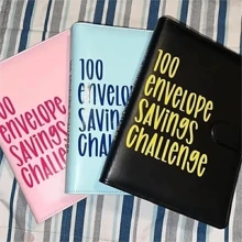 100 Envelope Challenge Binder Cash Savings Challenge Book Saving Money Envelope. - Pink - View 2
