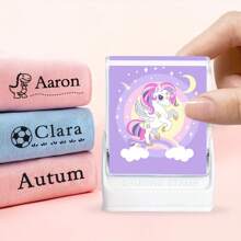 Customized Children's Name Stamp, Girl Unicorn Personalized Waterproof Stamp For Clothing, Personalized School Ink Pad Stamps JINCHUAN Baby Shower Family Decorations Gifts Winter Eve Gifts Back To School Winter Gift Ideas Boy Girl Valentine's Day