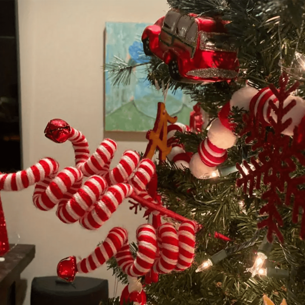 1 pezzo Decorazione a forma di albero di Natale e bastone di zucchero - decorazione natalizia in lana per Natale, Capodanno e vacanze invernali - decorazione natalizia per albero non elettrica in feltro, adatta per casa, ufficio e decorazioni per feste