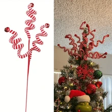 1pc Christmas Tree Candy Cane - Holiday Wool Candy Roll Decorations For Christmas, New Year And Winter Holidays - Non-Electric Felt Tree Topper Decor, Suitable For Home, Office And Party Decoration,Christmas