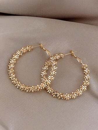 1 Pair Of Fashionable Large Hoop European And American Style Earrings, Fashionable Earrings, Jewelry Accessories, Suitable For Women's Gifts, Parties, Daily Wear