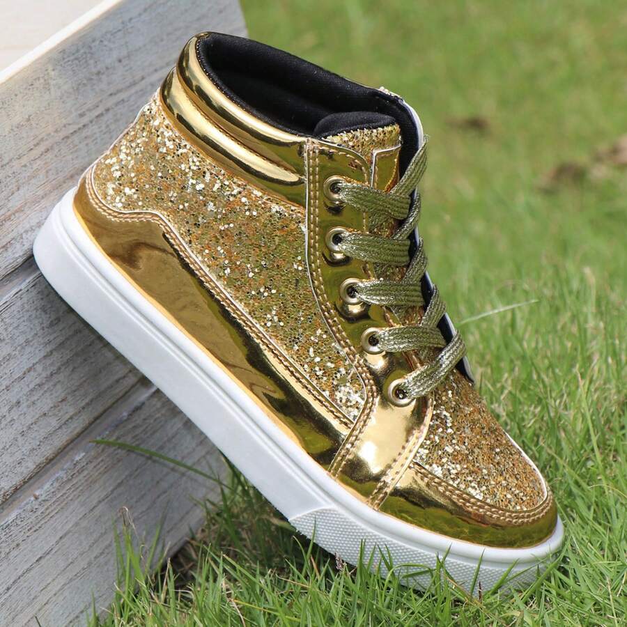 Children's Basketball Shoes Boys' Sports Shoes Boys' Casual Shoes Sports Outdoor Mountaineering Shoes - 金色 - 查看 1