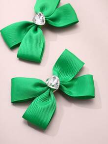 3pcs/2pcs Green Bowknot Hair Clips & Hair Ties For Girls - Green - View 6