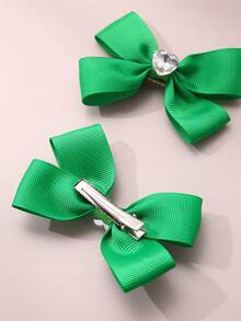 3pcs/2pcs Green Bowknot Hair Clips & Hair Ties For Girls - Green - View 8