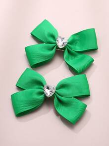 3pcs/2pcs Green Bowknot Hair Clips & Hair Ties For Girls - Green - View 7