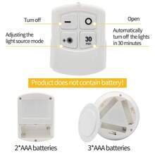 1 套（3 件 + 1 个控制器）16 个 LED 暖光橱柜灯，可调光，遥控，适用于厨房橱柜照明、卧室小夜灯 - 白色殼 - 查看 6