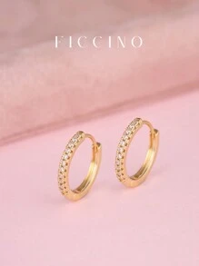 FICCINO 镀金方晶锆石耳环，多彩经典款式，适合年轻女孩和女朋友的日常珠宝礼物，附赠包装盒 - 555e - 查看 1