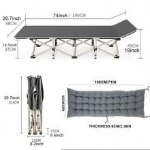 NORLYT Folding Camping Bed Cot With Thick Pad, XL Heavy Duty Camp Bed For Camping Fishing 400LBS(Max Load) With Sleeping Mattress, For Office/Home/Travel/Guest - Folding Bed + Cotton Mat - View 7