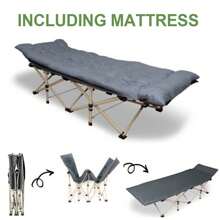 NORLYT Folding Camping Bed Cot With Thick Pad, XL Heavy Duty Camp Bed For Camping Fishing 400LBS(Max Load) With Sleeping Mattress, For Office/Home/Travel/Guest - Folding Bed + Cotton Mat - View 5