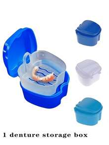 1 pieza Caja de almacenamiento de dentadura postiza, con diseño de filtro, almacenamiento conveniente de modelo de prótesis dental - Multicolor - Ver 1