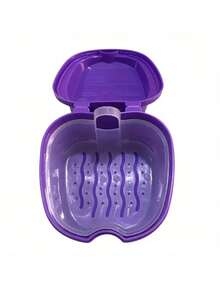 1 pieza Caja de almacenamiento de dentadura postiza, con diseño de filtro, almacenamiento conveniente de modelo de prótesis dental - Multicolor - Ver 2