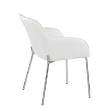 Juego de 2 sillas de comedor contemporáneas Daniella en metal cromado y piel sintética blanca de LumiSource