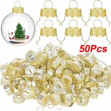 Gold Silver Christmas Ball Caps For Xmas Tree Ornament Removable Metal Hanger DIY Xmas Ball Hanging Ornaments New Year Party Decoration - Multicolor - View 16