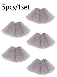 Vestido de tutú de pastel de ballet colorido, colores brillantes, estrellas y luna con lentejuelas brillantes, vestido de gasa multicapa, disponible en sets de 1 pieza, 3 piezas o 5 piezas, adecuado para jugar a la princesa de hadas, actividades de fiesta festiva. Accesorios del Día de San Valentín - A - Ver 28