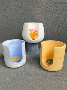 1 pieza Molde de vela de aceite esencial de forma redonda, quemador grande de cera para difusor de aromaterapia, recipiente hecho a mano para inciensos, decoración del hogar, y 2 piezas Moldes de silicona para macetas de piedra de hormigón, yeso y cultivo hidropónico