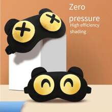 1pc Breathable Plush Eye Mask Sleep Special Cute Cartoon Eye Mask,School,Back To School,Travel,Travel Essentials,Home Essentials,Eye Mask,Sleep Mask - Black - View 2