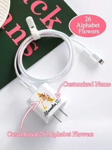 5 cái/bộ Vỏ bảo vệ trong suốt lấp lánh tên tùy chỉnh được cá nhân hóa với tên và 26 chữ cái hoa Bảo vệ đầu sạc tương thích với bộ sạc Apple, Vỏ mềm 18w, Vỏ bảo vệ bộ sạc 20w Quà tặng lý tưởng - Nhiều màu - Xem 2