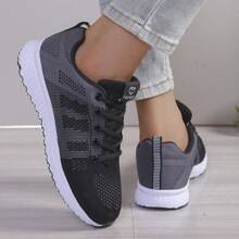 Plus Size Women's Casual Sports Shoes, Breathable Mesh Uppers, Soft Sole, Fashion Running Shoes, Spring & Autumn, Wholesale