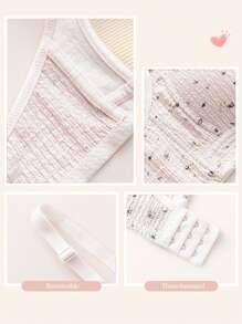 1 件装白色花卉图案无钢圈运动文胸，适合青少年和女孩，AB 罩杯