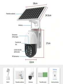 Solar Panel Security Camera HD Night Vision 2-Way Audio WiFi Surveillance Camera - 白色 - 查看 2