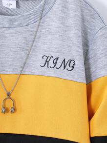 2pcs Tween Boy Crew Neck Long Sleeve Print & Pants Set, Autumn/Winter - Multicolor - View 4