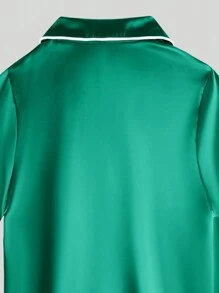 2pcs Tween Boy Green Short Sleeve Pajama Set - Multicolor - View 5