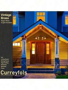 38.2 英寸大型农舍马车轮吊灯，适用于客厅入口，8 盏灯，户外花园照明，适用于小路、庭院、露台 - 白紅光 - 查看 4