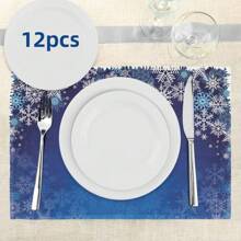 6/12/24/36 pezzi Tovagliette di carta decorative natalizie con fiori, 18x12 pollici, tovagliette monouso decorate con palline a quadri natalizi, adatte per pranzi e cene di Natale, matrimoni e feste, decorazione tavolo di casa e cucina a Natale (pupazzo di neve, fiocco di neve, palline di Natale)