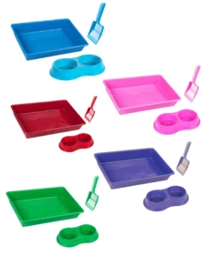 Cat Litter Tray Cats Litter Box Kit With Feeder And Shovel - 綠色 - 查看 4