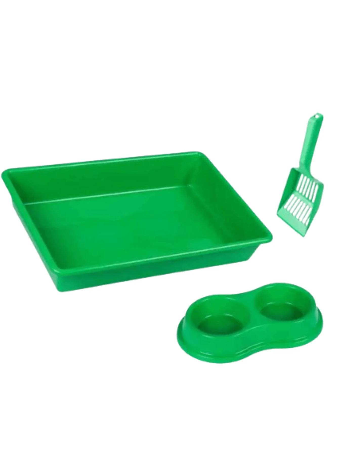 Cat Litter Tray Cats Litter Box Kit With Feeder And Shovel - 綠色 - 查看 1