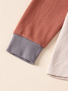 男童卡通动物印花保暖内衣套装，适合春秋季的保暖睡衣 - 棕色 - 查看 6