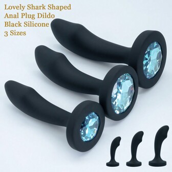 Black Silicone Anal Plug For Woman 3 Sizes Lovely Shark Shaped Smooth Surface Butt Plug Crystal Base Analplug But Plug Sex Toys For Woman Men Sexy Toys Adult Games Anal Toys Unisex Sex Stopper Adult Toys Anal​ Toy Anal Trainer For Couples Anal Dildo Sex Shop