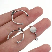 10 件可调节不锈钢戒指托盘毛坯，适用于 DIY 珠宝制作，适合戒指底座安装组件