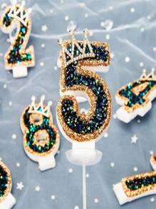 1 件 0-9 数字生日蜡烛带皇冠装饰，生日蛋糕数字蜡烛，结婚纪念日，毕业派对，房间装饰，礼物，生日蜡烛，生日装饰，生日快乐，蛋糕蜡烛，房间装饰 - 黑色 - 查看 5