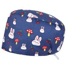 1pc Cartoon Animal, Plant, Starry Print Polyester Work Cap, Doctor/Nurse Hat, Unisex Dust-Proof Brimless Cap, For All Seasons Halloween - K - View 16