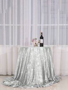 1pc Sequin Tablecloth Round Glitter Pleated Tablecloth Cover Wedding Birthday Party Bride Shower