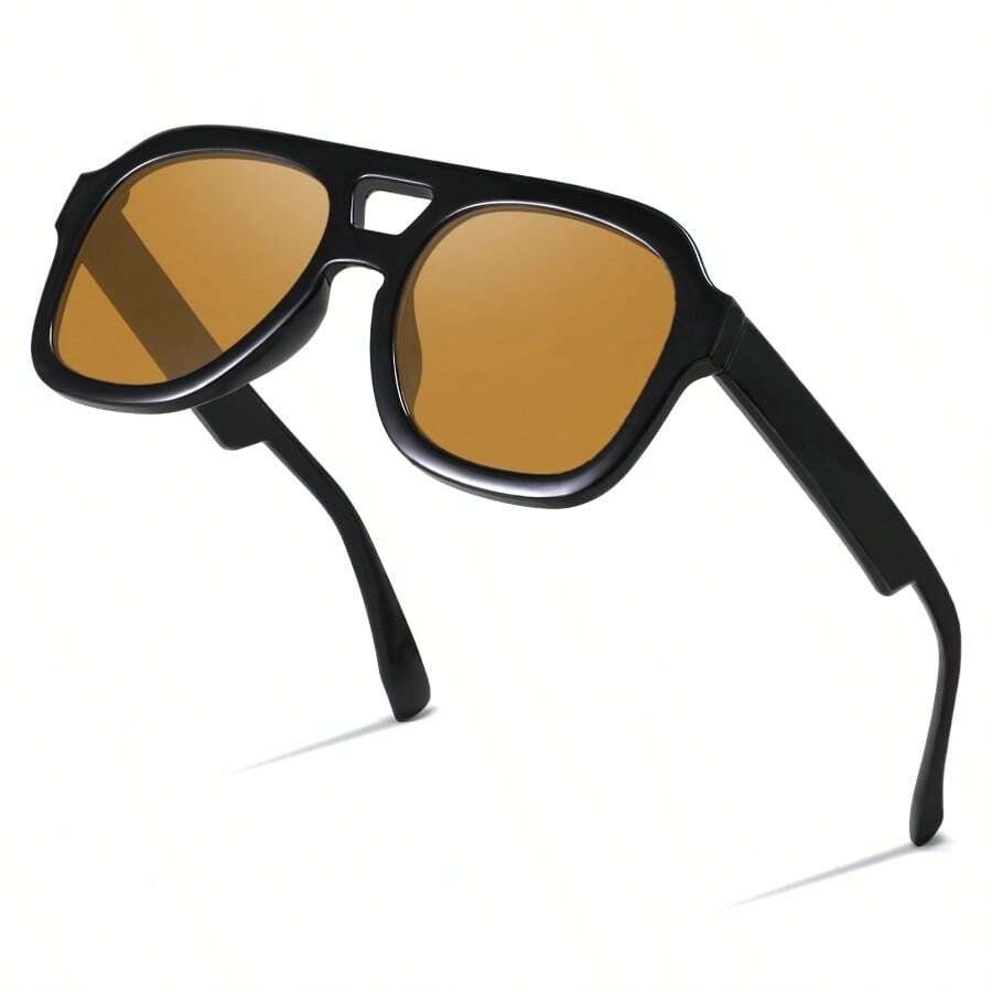 Vintage Aviator Sunglasses Double Bridge Women Men Large Square Thick