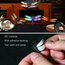 20pcs/Pack PET Material Dragonfly Themed Stickers, For Card Making, Notebooks, Scrapbooking, Stationery Decor DIY - Multicolor - View 7