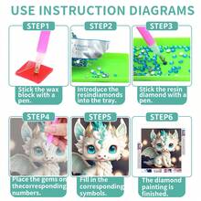 Tranh nghệ thuật kim cương 5D, Tranh kim cương khảm cỡ lớn, Câu đố tự làm thủ công, Họa tiết động vật cung hoàng đạo dễ thương, Tranh gạch kim cương khoan không có khung - Nhiều màu - Xem 6