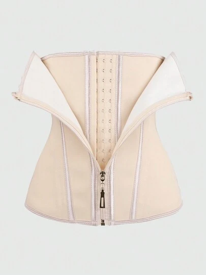 مشد خصر مطاطي للنساء بسحاب وخطاف وزر إغلاق، يشد الجسم للتحكم بالبطن ومناسب لمختلف المناسبات