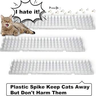 4 pezzi/Confezione Tappetini Anti-Gatto Con Punte, Design a punte, Deterrente per felini, Fondo antiscivolo, Punte protettive, Anti-Gatto, Anti-Scoiattolo, Tappetini Anti-Uccelli