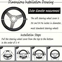 9 Pieces/Set Of New Plush Car Interior Kit: 1 Steering Wheel, 2 Plush Shoulder Protectors, 1 Armrest Box Stopper, 1 Pair Of Handbrakes, 1 Rearview Mirror Cover, 1 Rhinestone Starter Ring, 1 Leather Ball Keychain,Pink Car Stuff - 粉色 - 查看 2