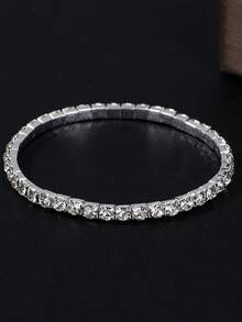 Vòng tay pha lê Rhinestone đơn/nhiều hàng co giãn thời trang, quà tặng cho vợ, bạn gái, con gái - vòng tay kim cương đầy đủ - Xem 4