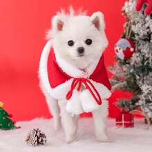 Pet Dog Winter Warm Clothes, Red Riding Hood Cape, Christmas Pet Cat Hooded Cloak Apparel Halloween Halloween Costumes - Red - View 6