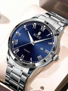 RUIG Relógio Masculino RUIGE, Relógio de Pulso Esportivo Minimalista e da Moda, Cronógrafo, Impermeável, Luminoso, Calendário, Pulseira de Aço Inoxidável, Relógio de Pulso Masculino