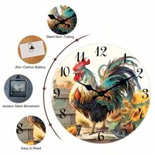 8 Styles Vintage Modern Farmhouse Rooster Wall Clock, Quartz Silent Wooden Clock For Living Room Bedroom Dining Room Office Outdoor Home Decor, Spring Gift 10inch 12inch 14inch 16inch (No Batteries) - Multicolor - View 7