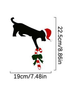 1 pièce Décorations d'angle de porte de Noël en forme de chat noir et de chien - Ornements en bois pour la porte, parfait pour l'ambiance des fêtes et les décorations de Noël