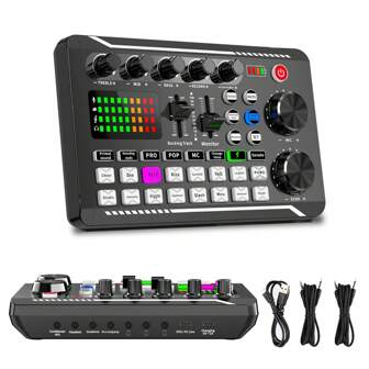 USB Sound Card, Rechargeable DJ Mixer, Voice Effects – Perfect For Podcasts & Gaming