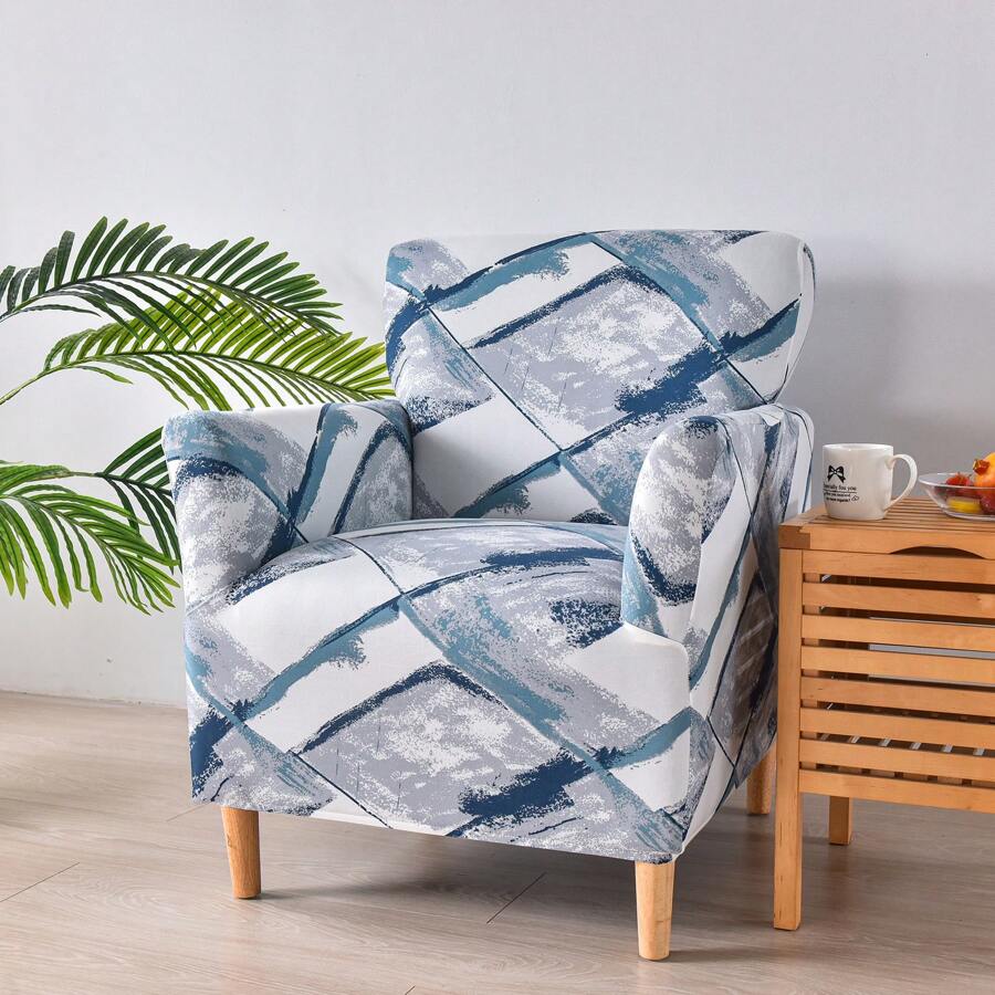 Armchair Cover Stretch Arm Couch Slipcovers Modern Single Sofa Elastic Protector Banquet Armchair Slipcovers Printed Chair Slipcovers With Arms 1-Piece Stretch Chair Covers For Living Room Anti Slip Soft Armchair Slipcover Kids Pets Friendly Furniture Protector